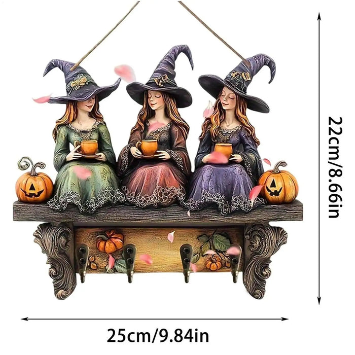 Wooden Key Holder Wall Mount – Rustic Pumpkin Halloween Decor & Organizer