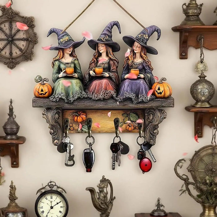 Wooden Key Holder Wall Mount – Rustic Pumpkin Halloween Decor & Organizer