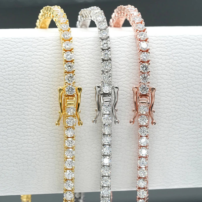 EWYA D Color Moissanite Tennis Bracelet 925 Silver 18K Gold - Samanta Factory