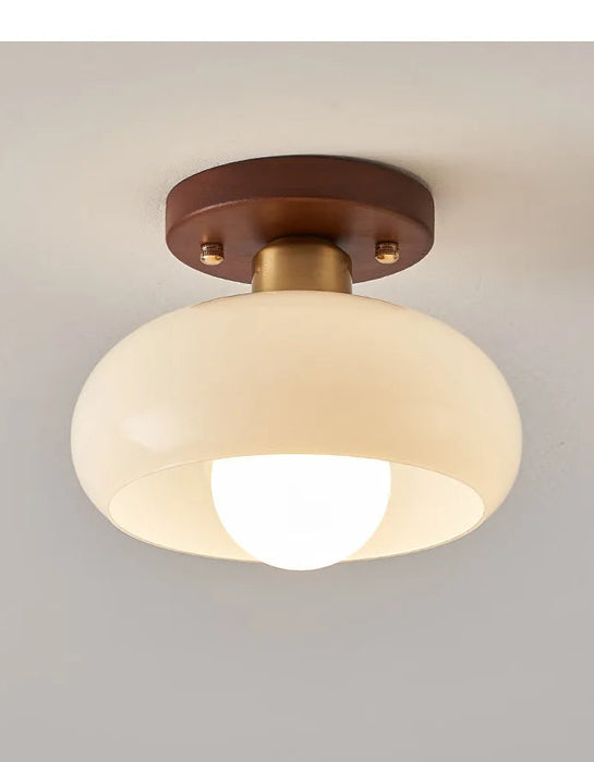 Modern LED Ceiling Light – Wooden & Glass Fixture for Home Lighting - Samanta Factory