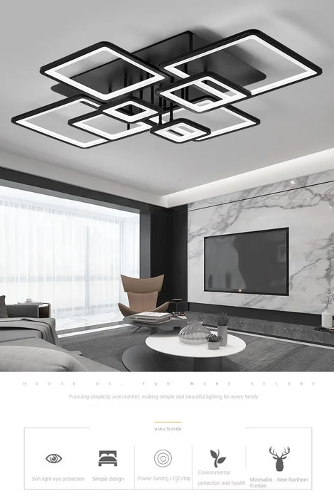 LED Ceiling Light – Modern Geometric Design with Remote Dimming - Samanta Factory