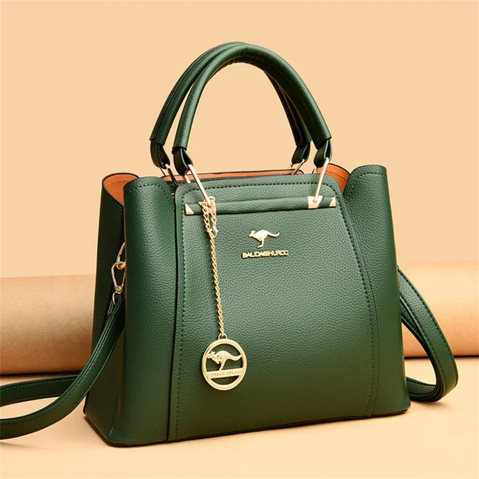 Women’s Soft PU Leather Handbag – Fashionable Casual Tote with Sequined Detail - Samanta Factory