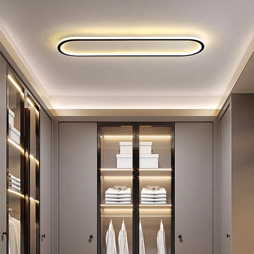 Modern black aluminum ceiling lamp with long design and dimmable LED lighting

