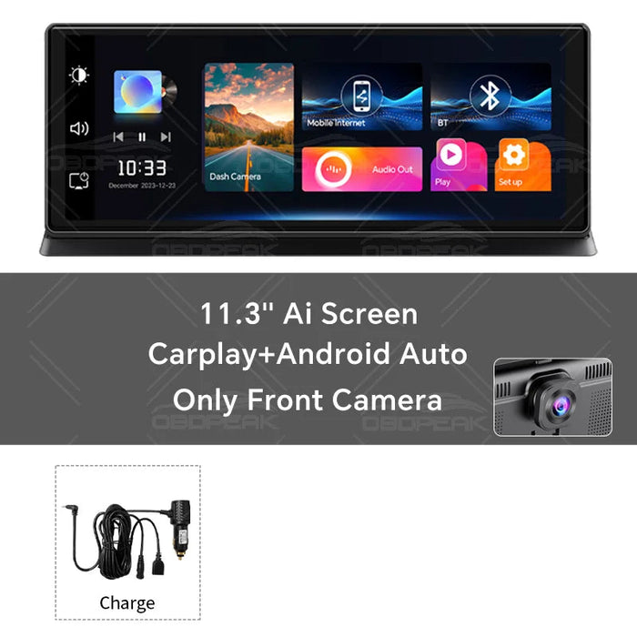 Smart Mirror Dash Cam 11.3" – Wireless CarPlay, Android Auto & 4K Dual Lens Recording Samanta Factory