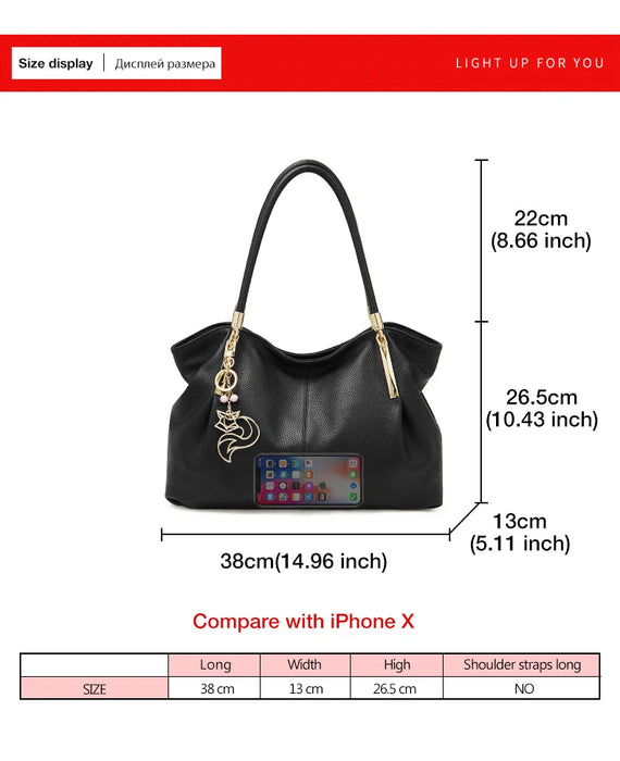 Genuine Leather Shoulder Bag – Elegant Casual Tote with Beading & Sequins for Women - Samanta Factory