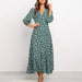 Women’s V-Neck Floral Maxi Dress – High-Waist Slit for Effortless Boho Chic - Samanta Factory