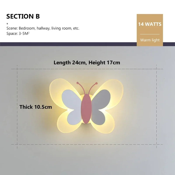 Butterfly Wall Lamp – Colorful LED Acrylic Light for Kids’ Room & Nursery