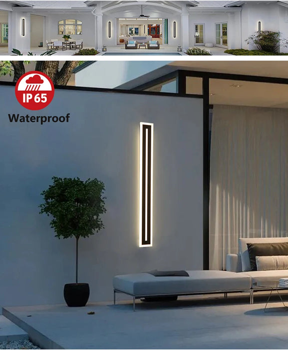 Outdoor LED Wall Light – Waterproof IP65 Long Strip Sconce for Porch & Courtyard