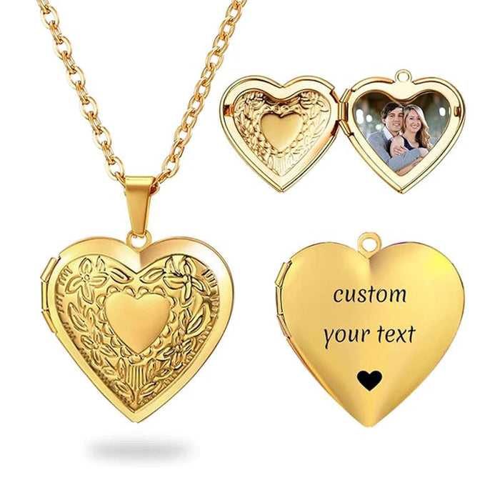 Custom Photo Locket Necklace – Personalized Heart Pendant for Men/ Women SF