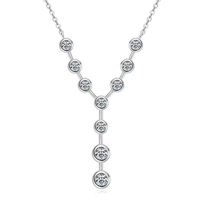 925 Sterling Silver Moissanite Y-Shaped Pendant Necklace