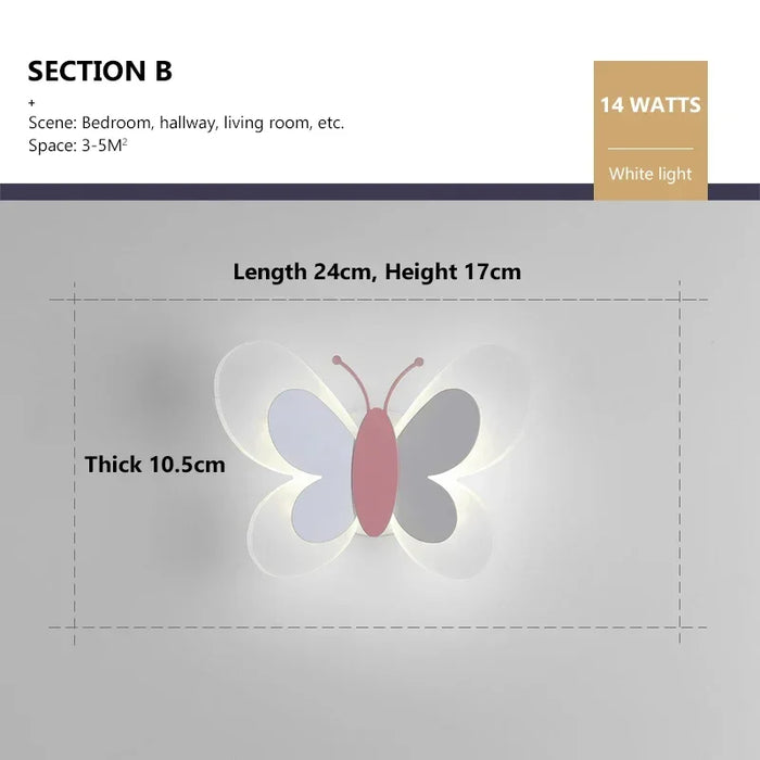 Butterfly Wall Lamp – Colorful LED Acrylic Light for Kids’ Room & Nursery