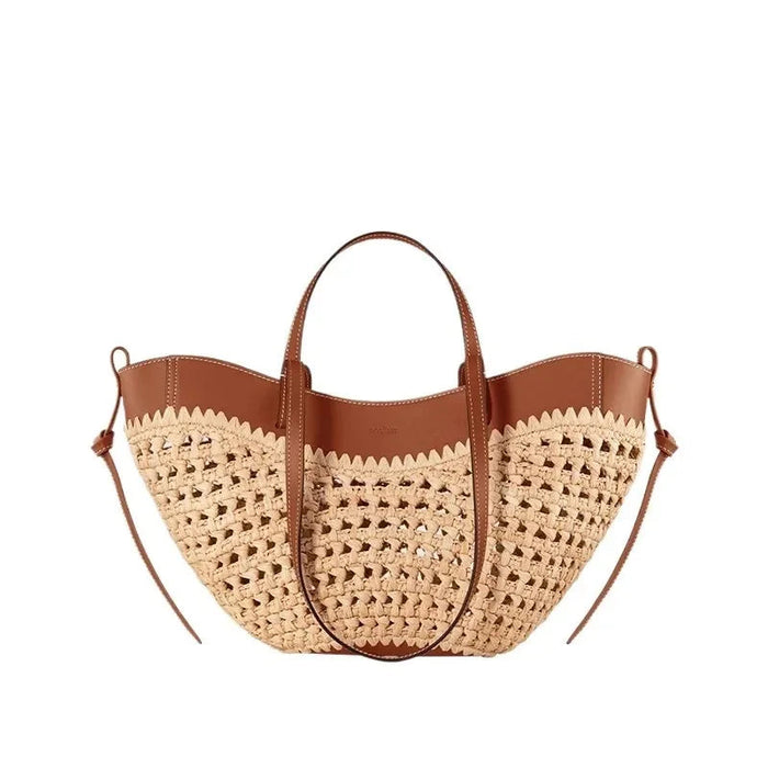Women's Woven Straw Tote Bag – Large Capacity Beach Handbag & Casual Shoulder Bag SF