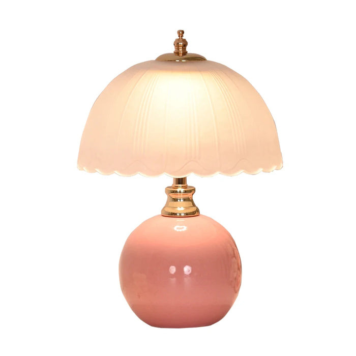 Ceramic USB Reading Lamp with Glass Shade – Dimmable LED Table Light for Desk or Bedside in Soft White Finish