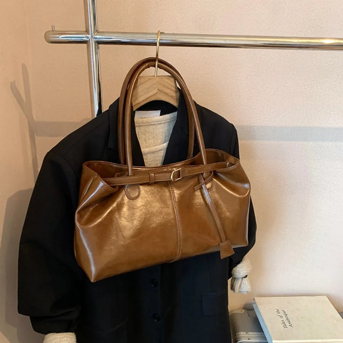 Stylish Vegan Leather Tote Bag with Tassel Detail and Spacious Interior - Samanta Factory