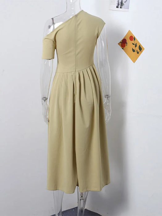 Maxi Dress – Pleated Patchwork Elegance - Samanta Factory