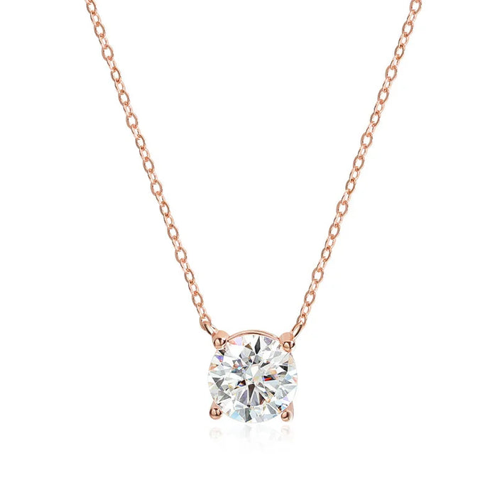 Moissanite Solitaire Necklace – Certified VVS1 Round Stone