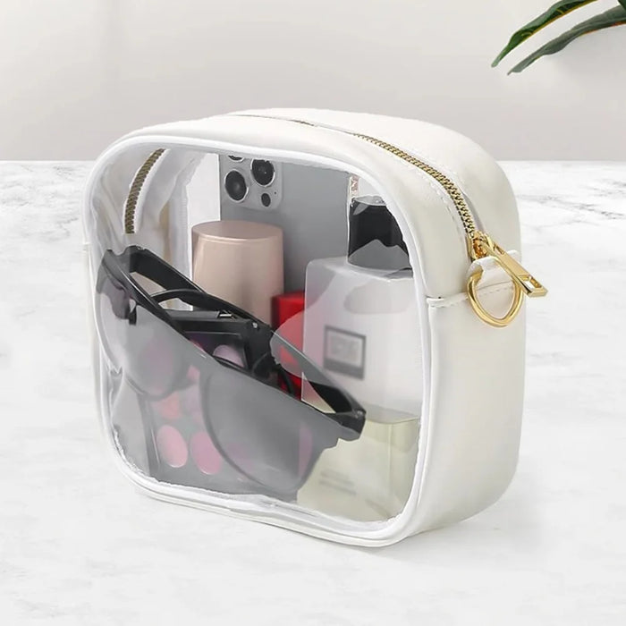 Clear PVC Crossbody Bag for Women – Transparent Square Shoulder Bag for Concerts & Travel