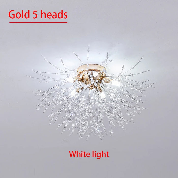 Crystal Dandelion Ceiling Light – 4-Light Nordic Chandelier for Living Room & Dining Room