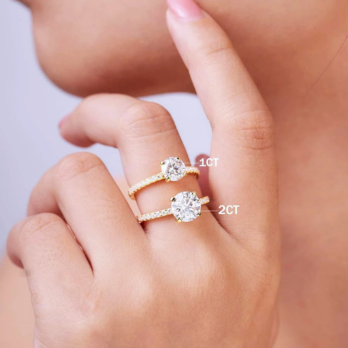 1-2 CT Moissanite Engagement Ring – D Color Lab-Certified Diamond