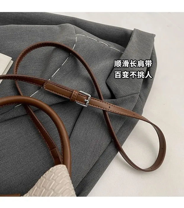 PU Leather Knitted Bucket Bag – Soft Casual Messenger Handbag for Women - Samanta Factory