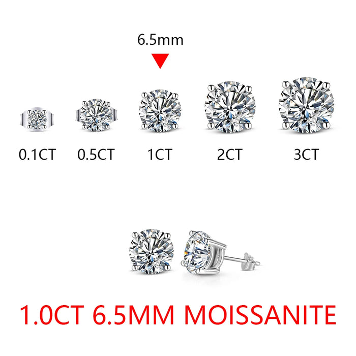Moissanite Stud Earrings – 2ct D-Color Round Cut