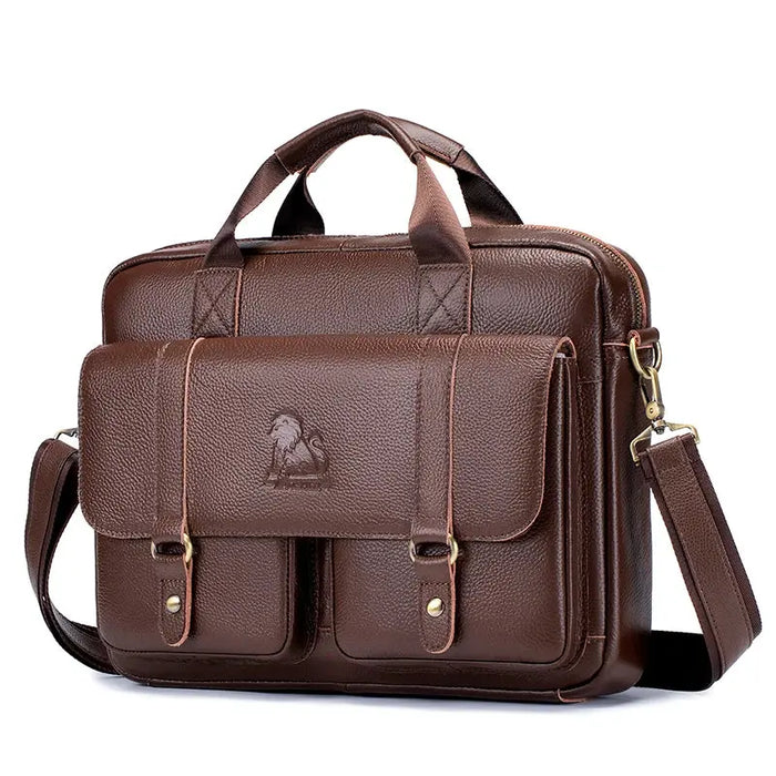 Leather Business Briefcase – 15-Inch Professional Work Bag for Men SF