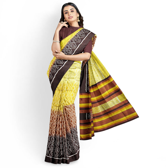 Khandua Silk Saree – Handwoven Bandha Ikat with Nature-Inspired Motifs