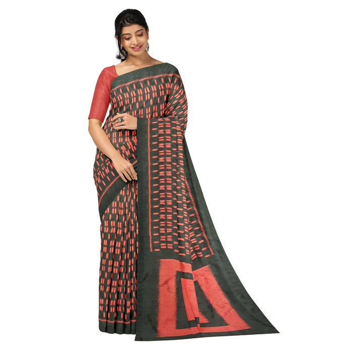 Khandua Silk Saree – Handwoven Ikat with Lotus, Animal & Geometric Motifs