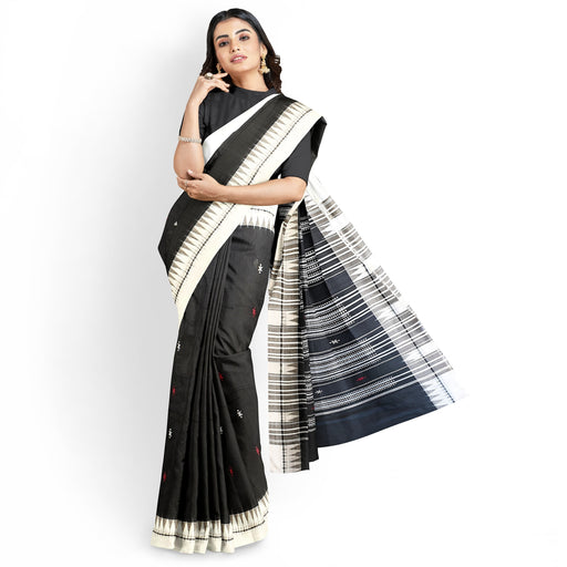 Handwoven Kotpad Saree from Odisha in cotton and tussar silk with tribal-inspired patterns and natural Aul tree dyes
