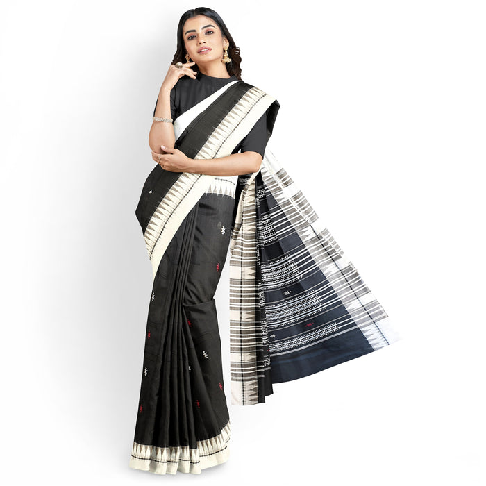 Handwoven Kotpad Saree from Odisha in cotton and tussar silk with tribal-inspired patterns and natural Aul tree dyes