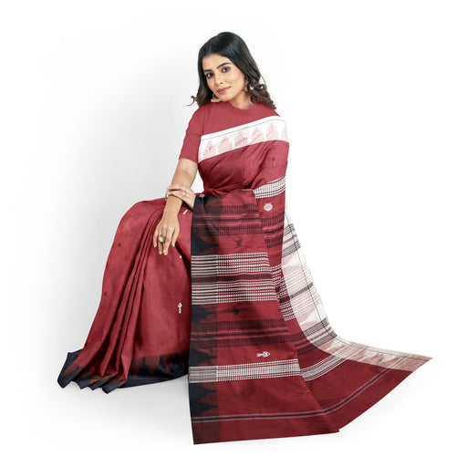Handwoven Kotpad Saree from Odisha in cotton and tussar silk with tribal-inspired patterns and natural Aul tree dyes