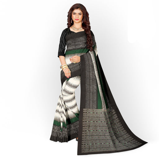 Handwoven Sambalpuri Saree from Odisha with Bandha Ikat patterns and traditional Odia motifs, including conch, wheel, and flower