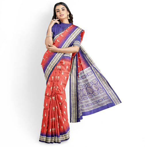 Sambalpuri Saree handwoven with traditional Bandha Ikat patterns and Odia motifs