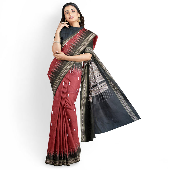 Khandua Cotton Saree – Handwoven Ikat with Traditional design