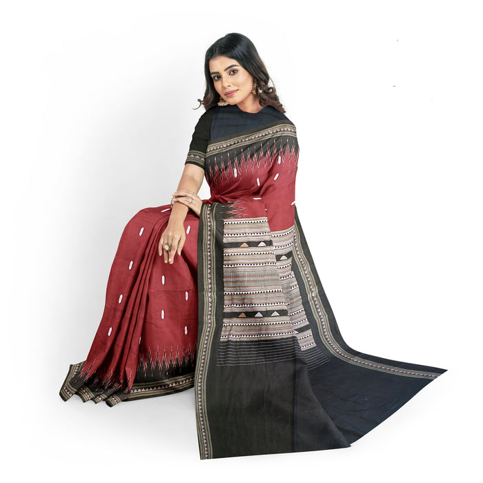 Khandua Cotton Saree – Handwoven Ikat with Traditional design