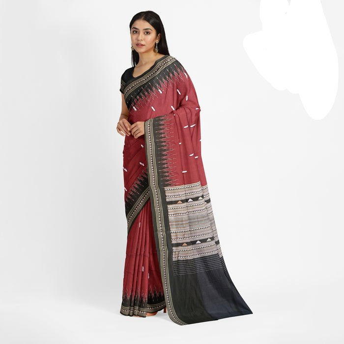 Khandua Cotton Saree – Handwoven Ikat with Traditional design