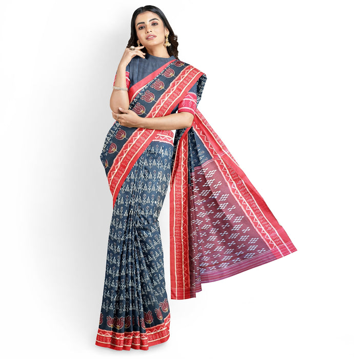 Khandua Cotton Saree – Handwoven Ikat with Traditional Odia Motifs