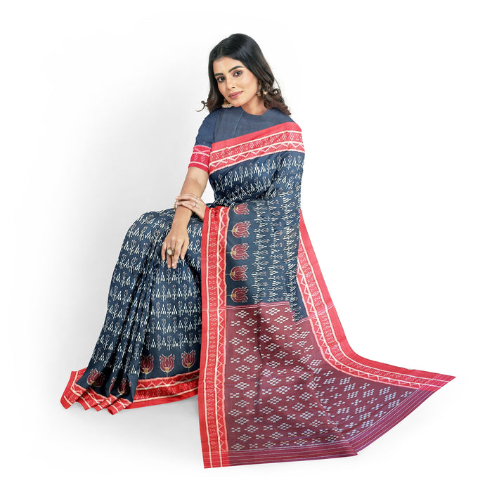 Khandua Cotton Saree – Handwoven Ikat with Traditional Odia Motifs