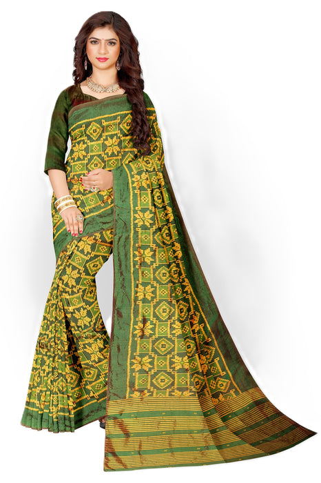 Khandua Silk Saree – Handwoven Ikat with Nature-Inspired Motifs