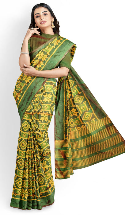Khandua Silk Saree – Handwoven Ikat with Nature-Inspired Motifs