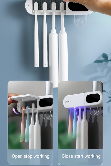 Smart LED UV Toothbrush Sanitizer & Holder – Wall-Mounted & Space-Saving Design - Samanta Factory