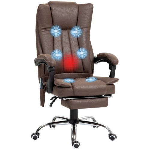 Brown ergonomic massage recliner chair with heating, vibration, and adjustable reclining seat