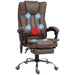 Brown ergonomic massage recliner chair with heating, vibration, and adjustable reclining seat