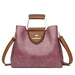 Casual tote handbag made from microfiber synthetic leather with zipper closure and multiple storage compartments.