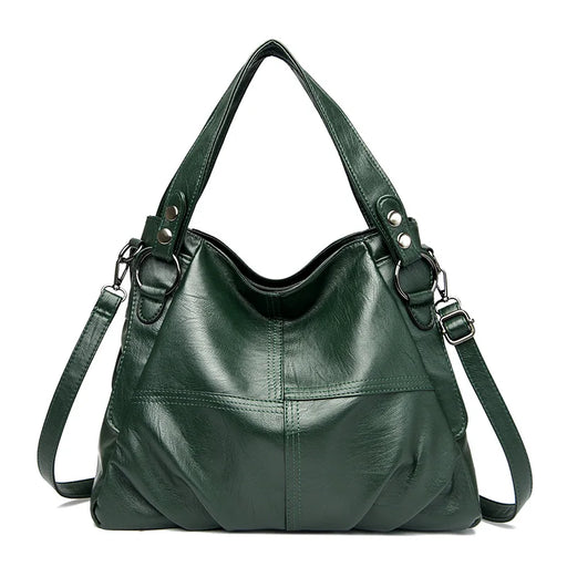 Genuine leather casual tote handbag in multiple colors with structured design, zipper closure, and interior storage compartments.