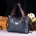 Retro PU leather tote handbag with large capacity and multiple compartments for women
