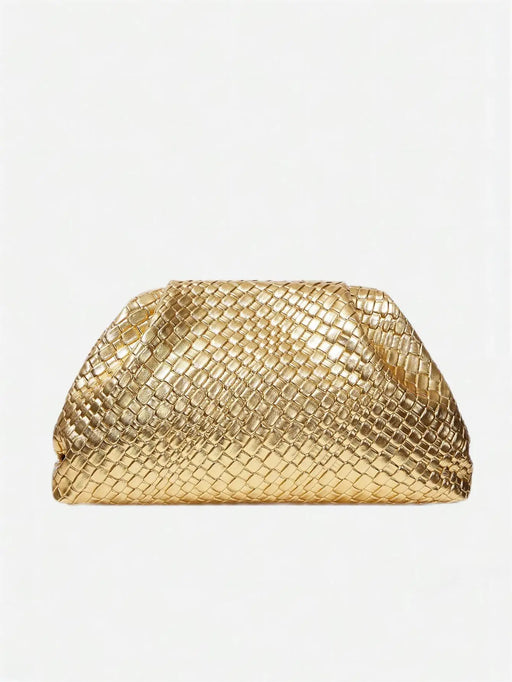 Retro embossed woven PU leather handbag clutch for women with large capacity

