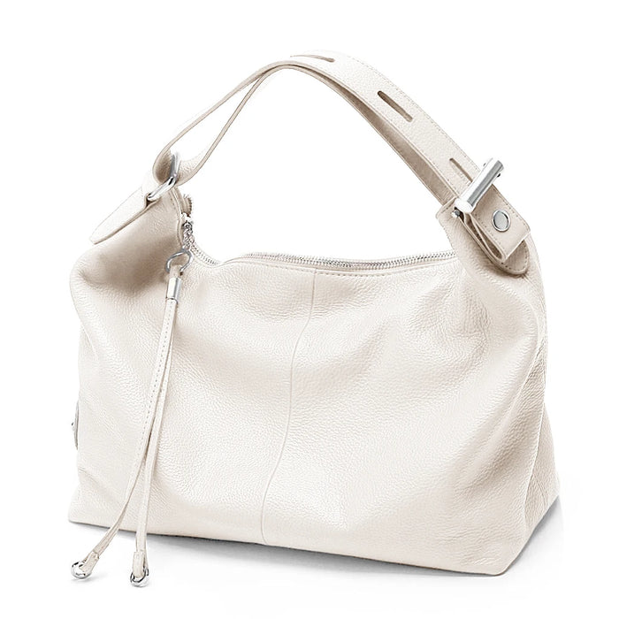 Genuine leather tote handbag for women with versatile 3-in-1 design and multiple compartments


