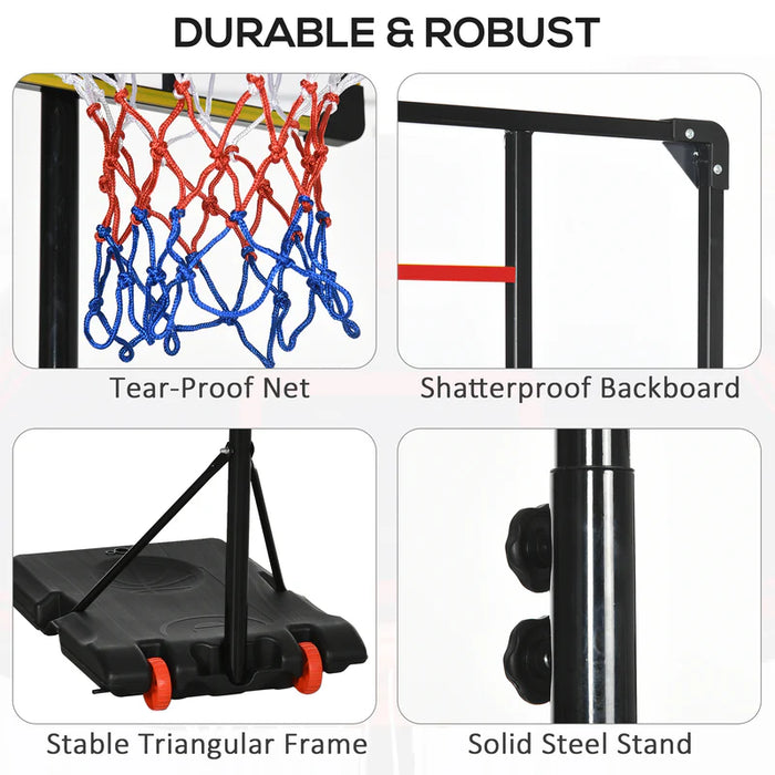 Adjustable Kids Basketball Hoop – Portable Backboard Stand for Ages 6–14