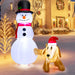 180 Cm Tall Inflatable Snowman and Dog Set with Built-In LED Lights
